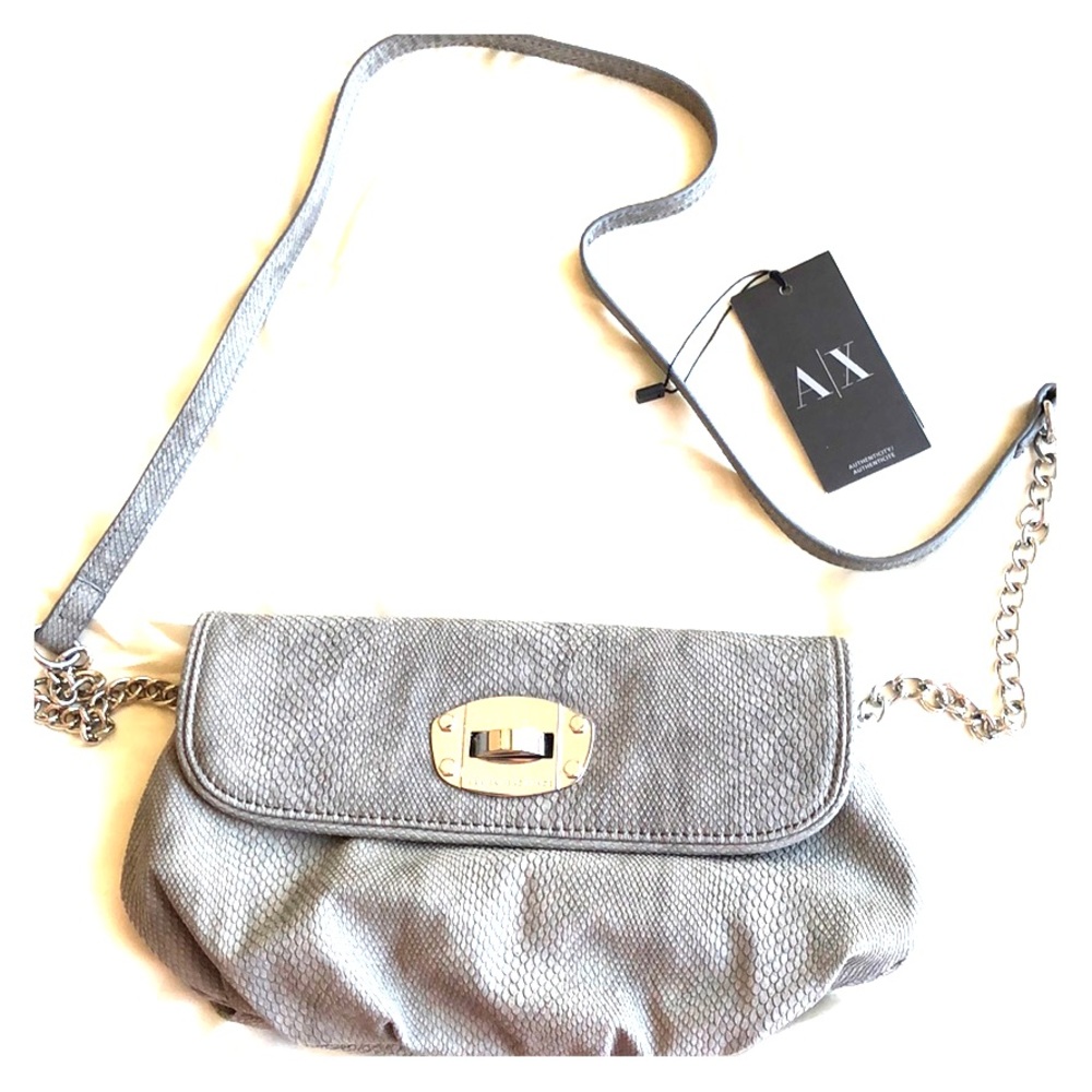 NWT Armani Exchange Gray Snakeskin Bag